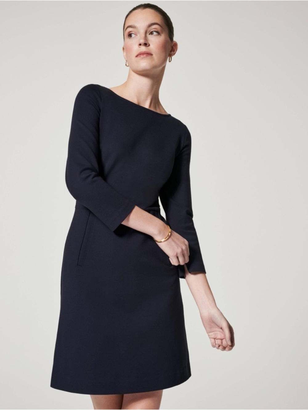 SPANX Perfect Shift Black Long-Sleeve Sheath Dress Size Small